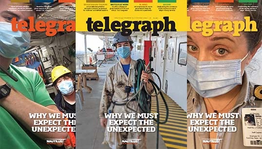 A selection of Telegraph covers highlighting the #SeafarersAreKeyworkers social media campaign during the Covid-19 pandemic crew change crisis. Image: Nautilus International Image:A selection of Telegraph covers highlighting the #SeafarersAreKeyworkers social media campaign during the Covid-19 pandemic crew change crisis. Image: Nautilus International
