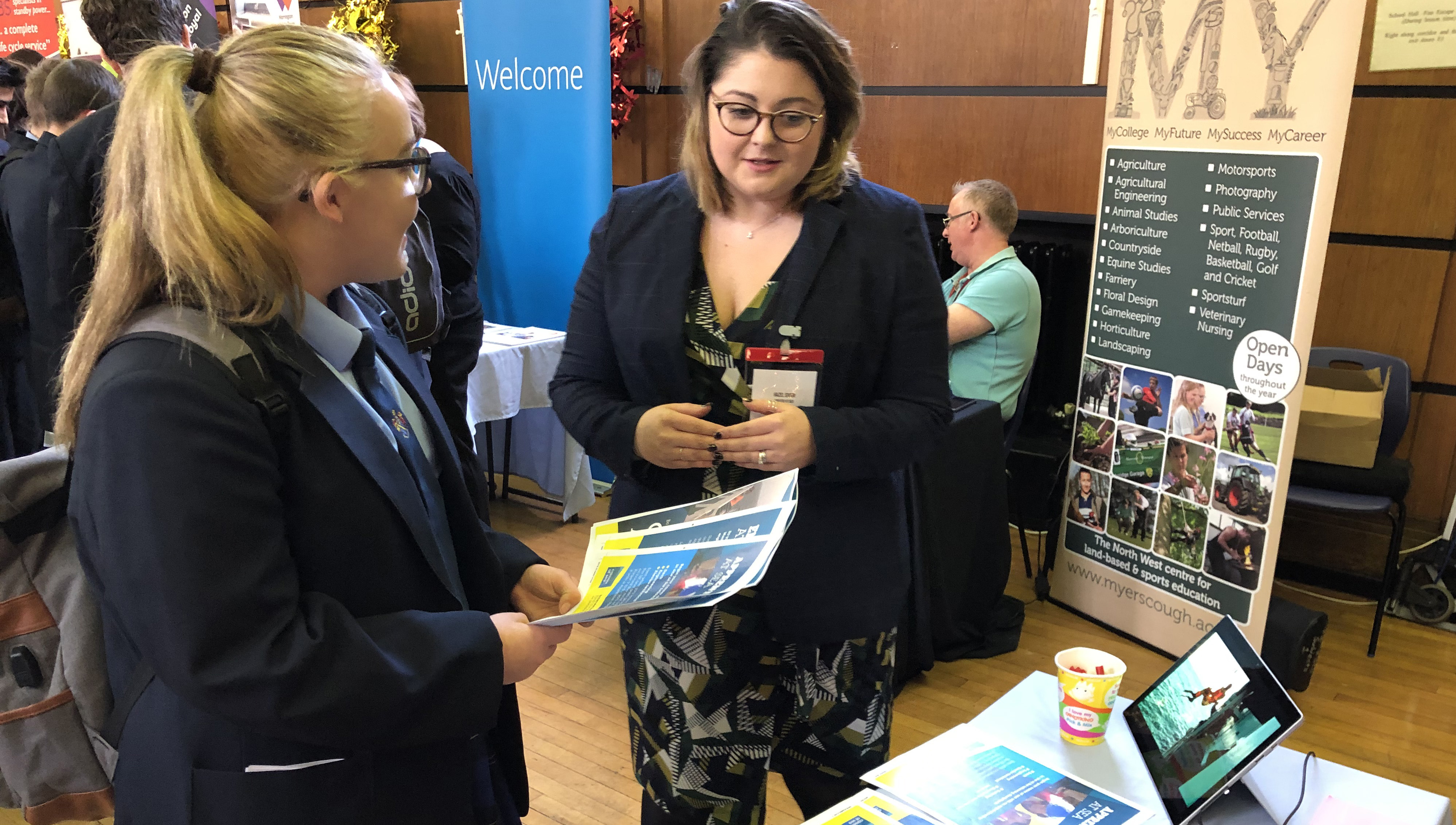 Careers at Sea Ambassador Hazel meeting a potential Merchant Navy recruit on a school visit. Image:Careers at Sea Ambassador Hazel meeting a potential Merchant Navy recruit on a school visit.
