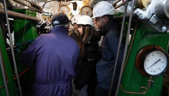 Engineer Gordon Whitehead with students from Riverside College Widnes & Runcorn on historic vessel The Danny in Liverpool, as part of a maritime heritage and future skills project. Image: Wes Storey /The Danny Image:Engineer Gordon Whitehead with students from Riverside College Widnes & Runcorn on historic vessel The Danny in Liverpool, as part of a maritime heritage and future skills project. Image: Wes Storey /The Danny