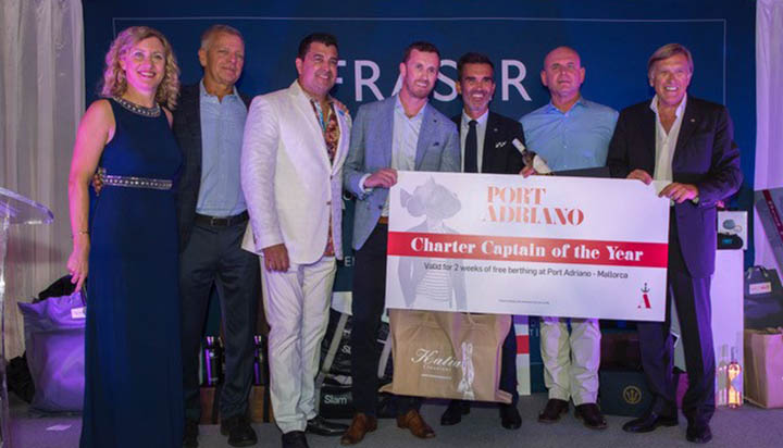 Captains James Griffith and Michael Droszcz accept their award during the Fraser Yachts ceremony. Image:Captains James Griffith and Michael Droszcz accept their award during the Fraser Yachts ceremony.