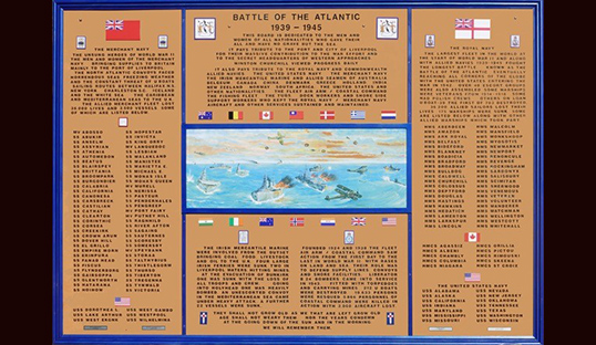 Liverpool's large roll of honour paying tribute to all those lost in the WW2 Battle of the Atlantic with a connection to the city. The board was commissioned by campaigner Bill Anderson and created by craftsman Neville Greenhalgh Image:Liverpool's large roll of honour paying tribute to all those lost in the WW2 Battle of the Atlantic with a connection to the city. The board was commissioned by campaigner Bill Anderson and created by craftsman Neville Greenhalgh