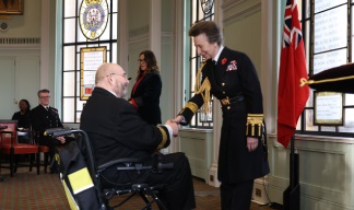 Captain Mooney is congratulated by HRH, The Princess Royal during the Medal ceremony. Image:Captain Mooney is congratulated by HRH, The Princess Royal during the Medal ceremony.