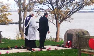 The wreath being laid at the Atlantic Stone, during the Armistice Day ceremony at Nautilus Mariners' Park. Image: Nautilus International Image:The wreath being laid at the Atlantic Stone, during the Armistice Day ceremony at Nautilus Mariners' Park. Image: Nautilus International