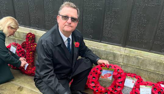Nautilus general secretary Mark Dickinson lays a wreath at the Merchant Navy Memorial at Tower Hill in London, alongside Sarah Treseder, CEO of the UK Chamber of Shipping CREDIT: Nautilus International Image:Nautilus general secretary Mark Dickinson lays a wreath at the Merchant Navy Memorial at Tower Hill in London, alongside Sarah Treseder, CEO of the UK Chamber of Shipping CREDIT: Nautilus International