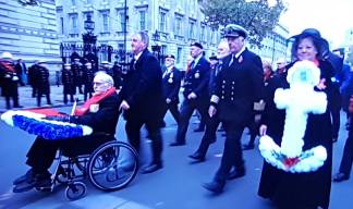 At the Cenotaph in London 2022 it was the turn of the National Federation of Fishermen's Organisations to lay a wreath on behalf of the Merchant Navy and Fishing Fleets. Civilian seafarers were also represented by a delegation from the Merchant Navy Association in the march past the Cenotaph which followed the main ceremony. Image: BBC1 TV screenshot
Image:At the Cenotaph in London 2022 it was the turn of the National Federation of Fishermen's Organisations to lay a wreath on behalf of the Merchant Navy and Fishing Fleets. Civilian seafarers were also represented by a delegation from the Merchant Navy Association in the march past the Cenotaph which followed the main ceremony. Image: BBC1 TV screenshot
