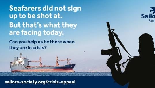 Acute human cost with seafarers caught up in the conflict. Image: Sailors' Society Image:Acute human cost with seafarers caught up in the conflict. Image: Sailors' Society