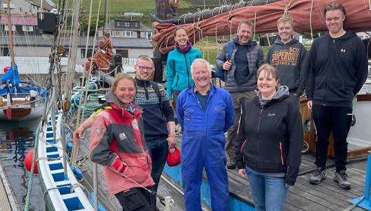 Winner of the Individual Marsh Volunteer Award Ian Nicolson (middle) after a day of maintenance with others on historic fishing vessel the Swan. Image: National Historic Ships UK Image:Winner of the Individual Marsh Volunteer Award Ian Nicolson (middle) after a day of maintenance with others on historic fishing vessel the Swan. Image: National Historic Ships UK