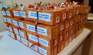 Stacked presents from the German Seamen's Mission awaiting delivery to crew. Image: Dutch Seafarers' Mission Image:Stacked presents from the German Seamen's Mission awaiting delivery to crew. Image: Dutch Seafarers' Mission