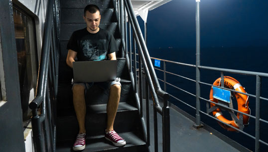Image: digital learning, connecting to internet at sea. Credit: Kateryna Kukota/Getty Images Image: digital learning, connecting to internet at sea. Credit: Kateryna Kukota/Getty Images