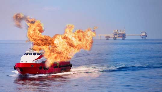 One of the four webinar courses covers Advanced Fire Fighting. Image : Offshore vessel fire. Getty Images Image:One of the four webinar courses covers Advanced Fire Fighting. Image : Offshore vessel fire. Getty Images
