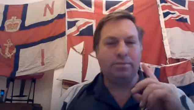Maritime UK's James Bullar explains the meaning of the various flags for the Merchant Navy during one webinar. Image: Maritime UK YouTube. Image:Maritime UK's James Bullar explains the meaning of the various flags for the Merchant Navy during one webinar. Image: Maritime UK YouTube.