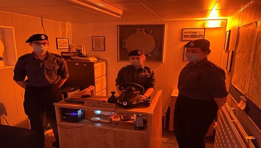 Sea Cadets in Birkenhead have built a ship simulator to help them master their navigation skills during lockdown. Image: Sea Cadets Image:Sea Cadets in Birkenhead have built a ship simulator to help them master their navigation skills during lockdown. Image: Sea Cadets
