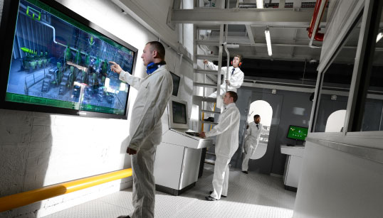 Engineer cadets using a simulator at South Shields Nautical College. Image:Engineer cadets using a simulator at South Shields Nautical College.