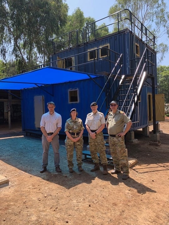 Commander Karen Cahill and Danish colleagues outside the finished structure in Kenya. Image: South Shields Marine School Image:Commander Karen Cahill and Danish colleagues outside the finished structure in Kenya. Image: South Shields Marine School