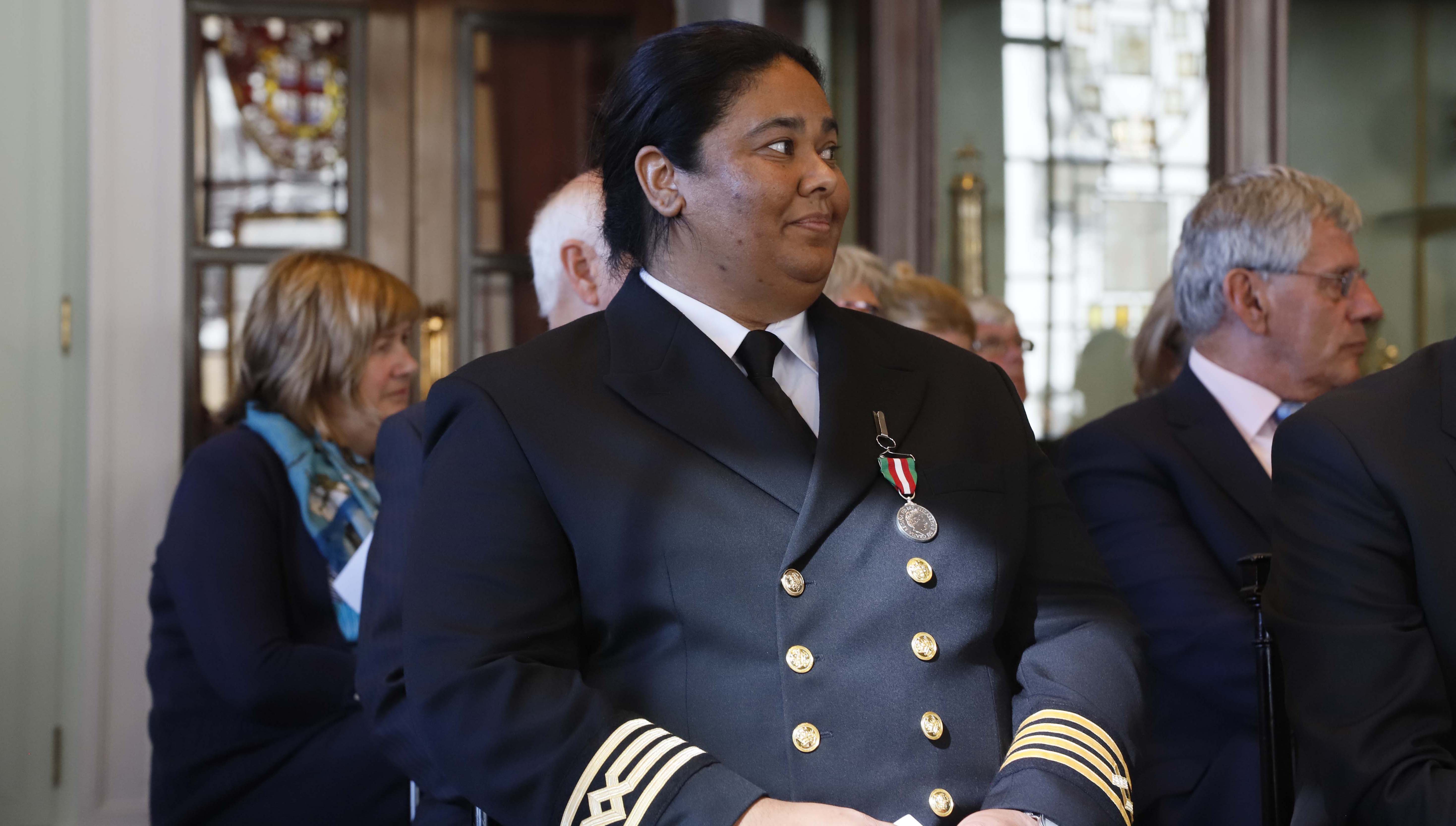 Nautilus member Captain Belinda Bennett who in 2018, was awarded Britiain's highest shipping honour - the UK Merchant Navy Medal. Image:Nautilus member Captain Belinda Bennett who in 2018, was awarded Britiain's highest shipping honour - the UK Merchant Navy Medal.