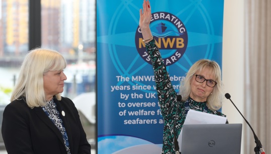 Deborah Layde (left), chief executive of The Seafarers' Charity and Sandra Welch, CEO of Seafarers Hospital Society presenting a talk on EDI at the MNWB's annual conference in Southampton. Image:Stuart Martin Image:Deborah Layde (left), chief executive of The Seafarers' Charity and Sandra Welch, CEO of Seafarers Hospital Society presenting a talk on EDI at the MNWB's annual conference in Southampton. Image:Stuart Martin