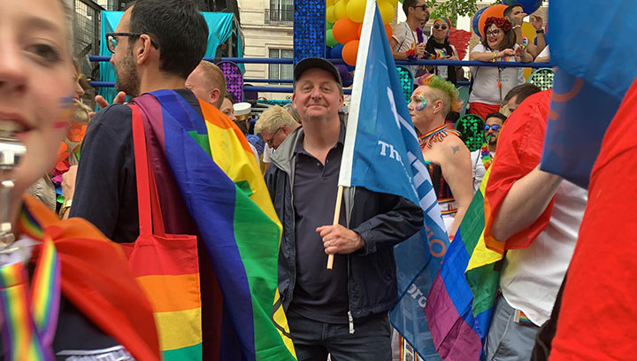 Nautilus International's general secretary Mark Dickinson at Pride in London 2019 Image:Nautilus International's general secretary Mark Dickinson at Pride in London 2019