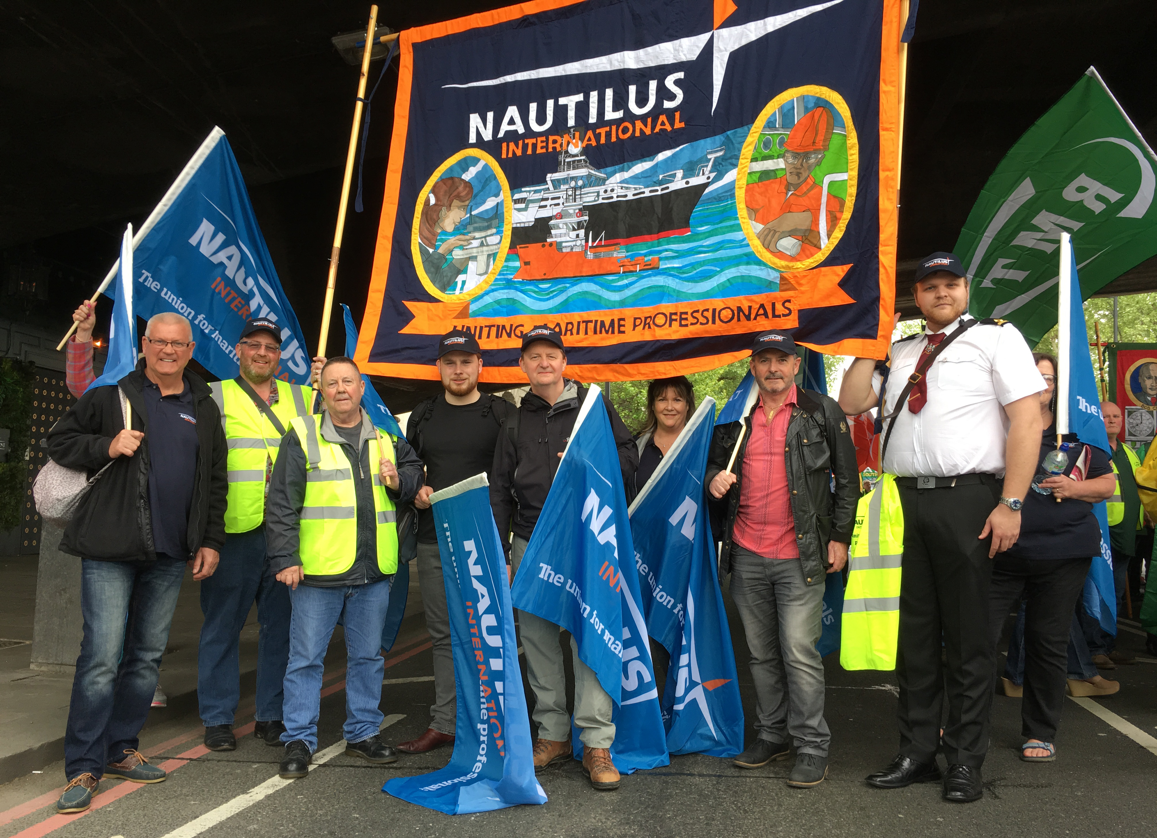 Nautilus International staff and members show their support during the TUC rally in London during 2018. Image:Nautilus International staff and members show their support during the TUC rally in London during 2018.