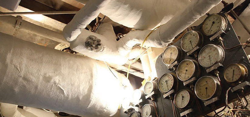 Many seafarers were exposed to asbestos which had been used to lag pipes in enginerooms Image:Many seafarers were exposed to asbestos which had been used to lag pipes in enginerooms