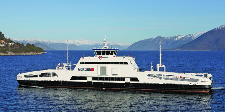 The pioneering Norwegian battery-powered ferry Ampere. Image: Samferdseltsfoto Image:The pioneering Norwegian battery-powered ferry Ampere. Image: Samferdseltsfoto