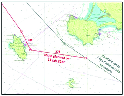 Image: Costa Concordia deviation route Image: Costa Concordia deviation route