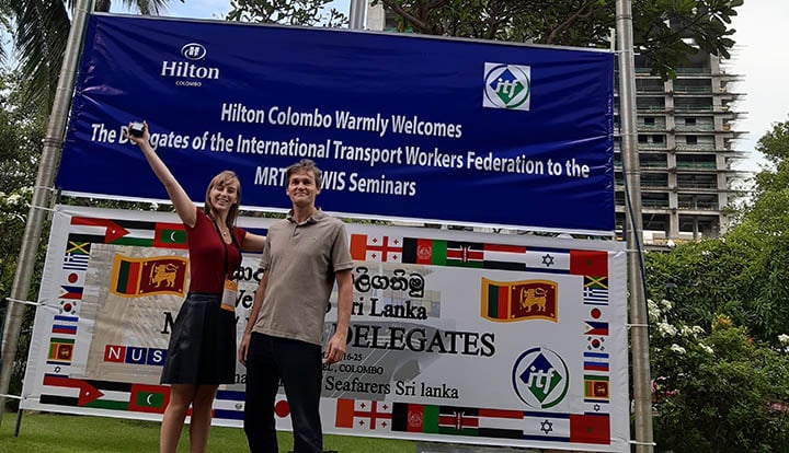 Nautilus International officials Piet Doerflinger (Nautilus Switzerland) and Liselotte Struijs (Nautilus NL) at the Colombo ITF event Image:Nautilus International officials Piet Doerflinger (Nautilus Switzerland) and Liselotte Struijs (Nautilus NL) at the Colombo ITF event