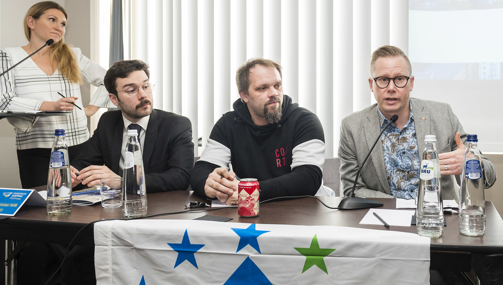 From left: Lena Dyring, from the Norwegian Seafarers' Union, Adrien Alaux, from the Université d'Angers, Kim Levka, and Mikael Lindmark during the ETF's session on improving the attractiveness of European seafaring. Images: Andrew Linington Image:From left: Lena Dyring, from the Norwegian Seafarers' Union, Adrien Alaux, from the Université d'Angers, Kim Levka, and Mikael Lindmark during the ETF's session on improving the attractiveness of European seafaring. Images: Andrew Linington