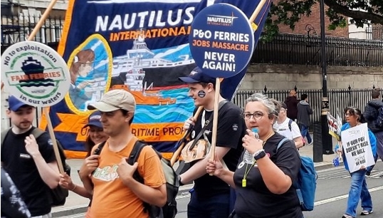 In the wake of the P&O Ferries scandal, Nautilus members and staff campaigned to end seafarer exploitation in UK national waters – work which continues alongside the ETF's wider efforts to end social dumping in Europe. Image: Nautilus International Image:In the wake of the P&O Ferries scandal, Nautilus members and staff campaigned to end seafarer exploitation in UK national waters – work which continues alongside the ETF's wider efforts to end social dumping in Europe. Image: Nautilus International