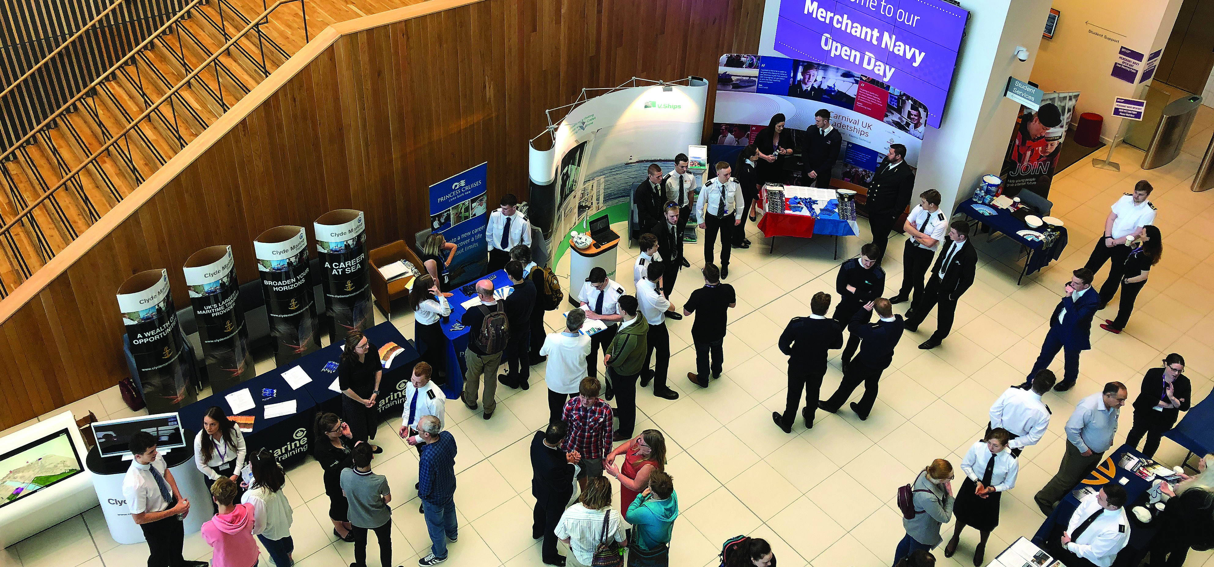 More than 120 potential trainee seafarers attended the City of Glasgow College Merchant Navy Day careers event. Image:More than 120 potential trainee seafarers attended the City of Glasgow College Merchant Navy Day careers event.