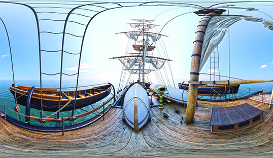 A panorama image from the Discover 2020 virtual tour of Charles Darwin's Beagle, Image: Rochford District Council Image:A panorama image from the Discover 2020 virtual tour of Charles Darwin's Beagle, Image: Rochford District Council