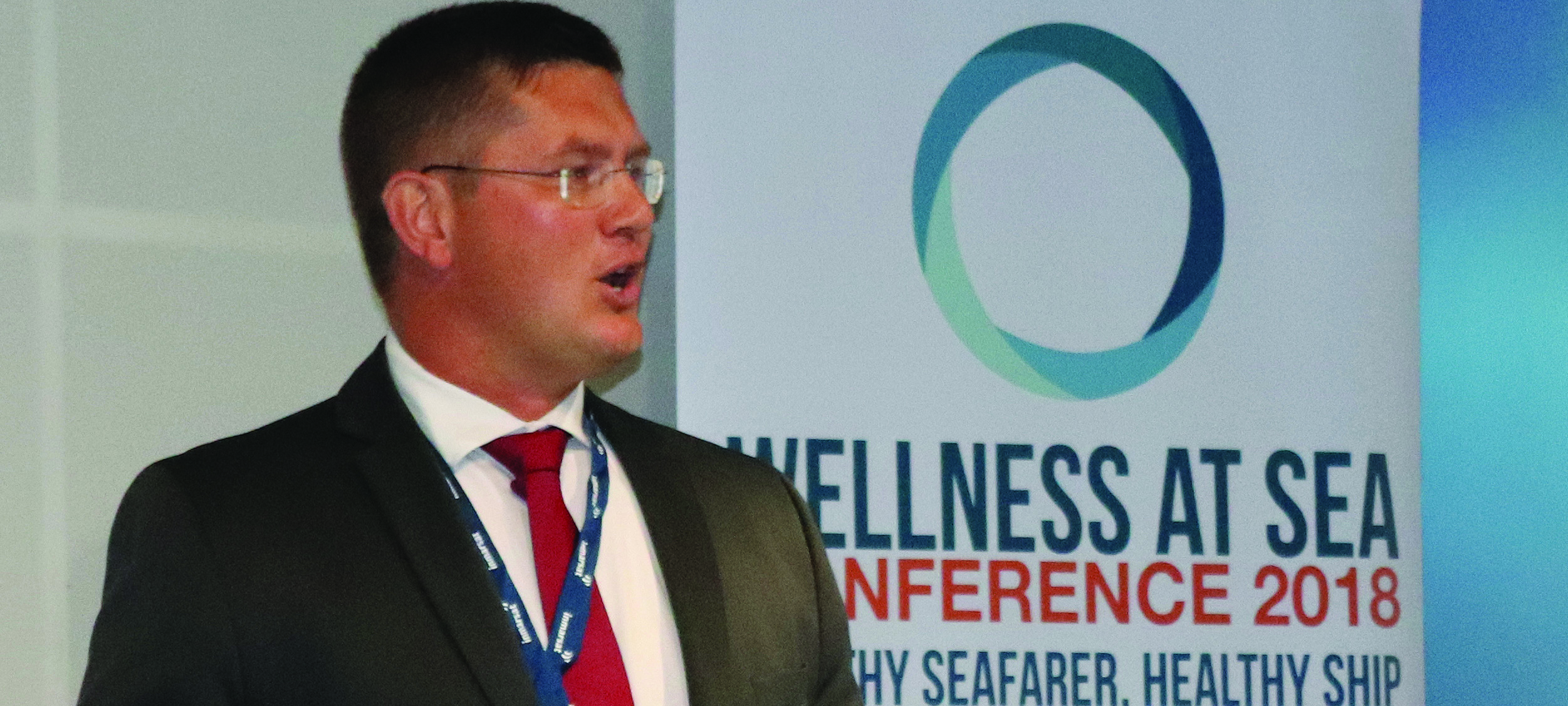Johan Smith, from the Sailors 'Society, talks about the charity's Wellness at Sea programme, which has been developed to address mental health issues and to empower seafarers. The conference was presented with the results of research, supported by Nautilus, which showed the scale of the psyhciatric problems encountered by seafarers. Wellness at sea is not something that is a bolt-on, another thing to annoy the captain with, it is absolutely central to running a good business, delegates heard.
Image:Johan Smith, from the Sailors 'Society, talks about the charity's Wellness at Sea programme, which has been developed to address mental health issues and to empower seafarers. The conference was presented with the results of research, supported by Nautilus, which showed the scale of the psyhciatric problems encountered by seafarers. Wellness at sea is not something that is a bolt-on, another thing to annoy the captain with, it is absolutely central to running a good business, delegates heard.