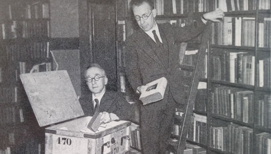 Librarians from the Seafarers Education Service, which later merged with the Marine Society, packing hardback books to send to ships Image: taken from In Cabined Ships at Sea by Ronald Hope Image:Librarians from the Seafarers Education Service, which later merged with the Marine Society, packing hardback books to send to ships Image: taken from In Cabined Ships at Sea by Ronald Hope
