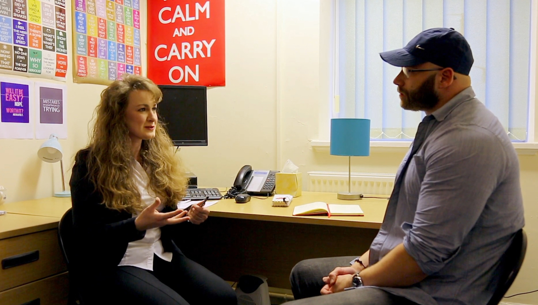 Former deck rating turned lawyer Chaynee Hodgetts talks to a law student. Image:Former deck rating turned lawyer Chaynee Hodgetts talks to a law student.