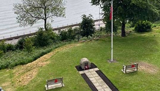 The Atlantic Stone flanked by benches dedicated to Robert Prescott and Max Biggam. Image: Captain Peter Thomson Image:The Atlantic Stone flanked by benches dedicated to Robert Prescott and Max Biggam. Image: Captain Peter Thomson