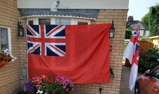 The Red Ensign flown by Falklands Merchant Navy veteran and MN Medal recipient Keith Thompson who helped organise the combined Hull Drumhead service for the Battle of the Atlantic and the Atlantic Conveyor from the Falklands conflict in May. Image: Mr Thompson. Image:The Red Ensign flown by Falklands Merchant Navy veteran and MN Medal recipient Keith Thompson who helped organise the combined Hull Drumhead service for the Battle of the Atlantic and the Atlantic Conveyor from the Falklands conflict in May. Image: Mr Thompson.