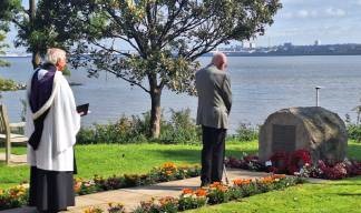 Nautilus Mariners' Park: Wreath-laying at the Atlantic Stone outside the Trinity House Hub, where a MND service was held as well as one in the Nautilus Care Home. Image: Nautilus International Image:Nautilus Mariners' Park: Wreath-laying at the Atlantic Stone outside the Trinity House Hub, where a MND service was held as well as one in the Nautilus Care Home. Image: Nautilus International