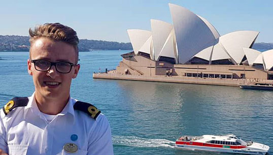 Third Officer Max Bingle is the youngest person to receive the Merchant Navy Medal honour, in recognition for his bravery while saving three men from a sinking boat at sea in July 2019. Image: Princess Cruises, Twitter Image:Third Officer Max Bingle is the youngest person to receive the Merchant Navy Medal honour, in recognition for his bravery while saving three men from a sinking boat at sea in July 2019. Image: Princess Cruises, Twitter