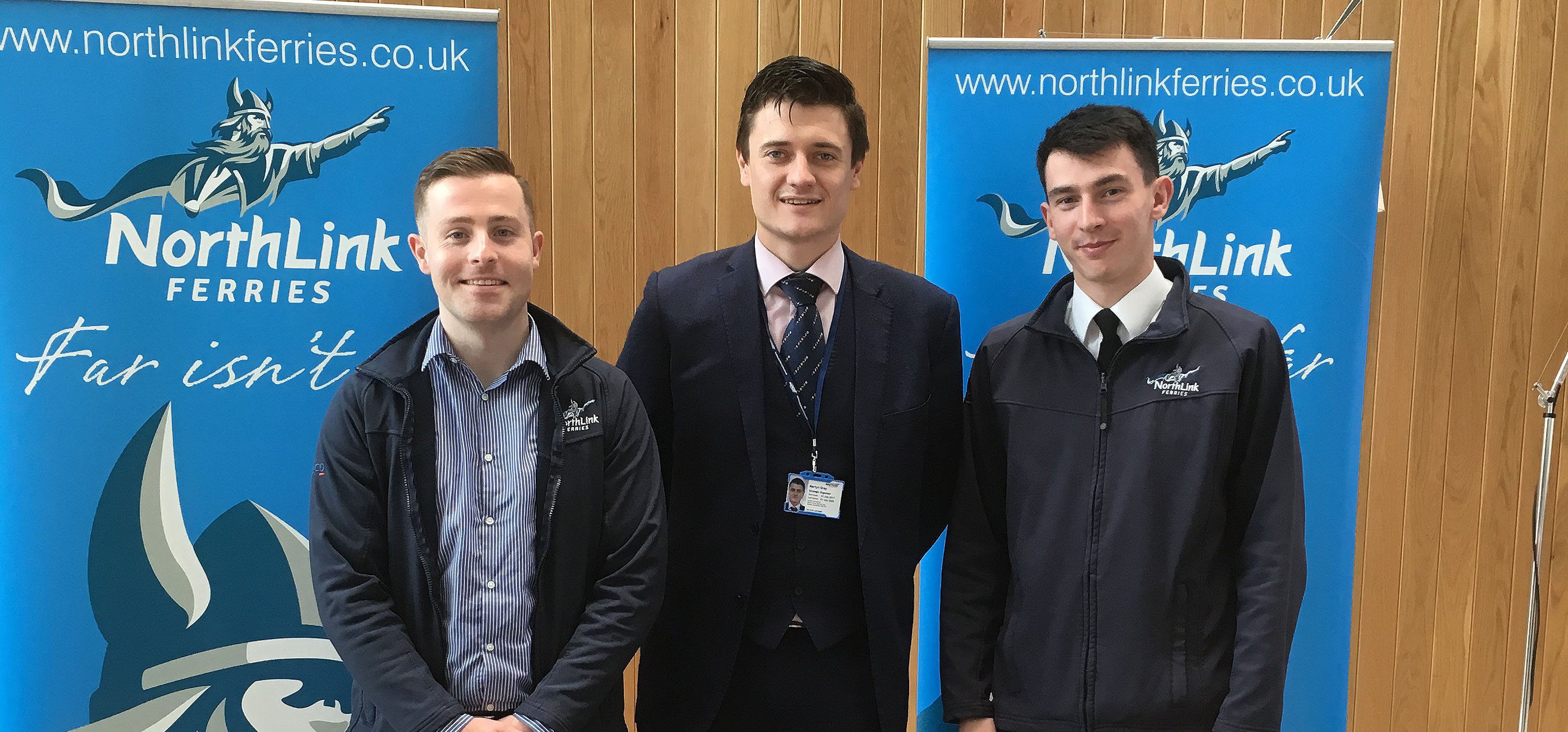 Members Conor McGarry and Thomas O’Neill with Nautilus official Martyn Gray at the Northlink Ferries stand which also provided information and advice. Image:Members Conor McGarry and Thomas O’Neill with Nautilus official Martyn Gray at the Northlink Ferries stand which also provided information and advice.