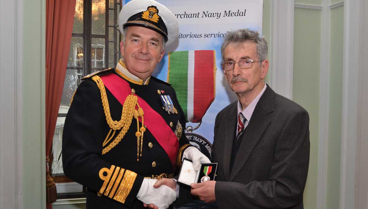 Captain Dave Ramwell, right, receiving his Merchant Navy Medal in 2011 Image: www.stevedaszko.co.uk Image:Captain Dave Ramwell, right, receiving his Merchant Navy Medal in 2011 Image: www.stevedaszko.co.uk