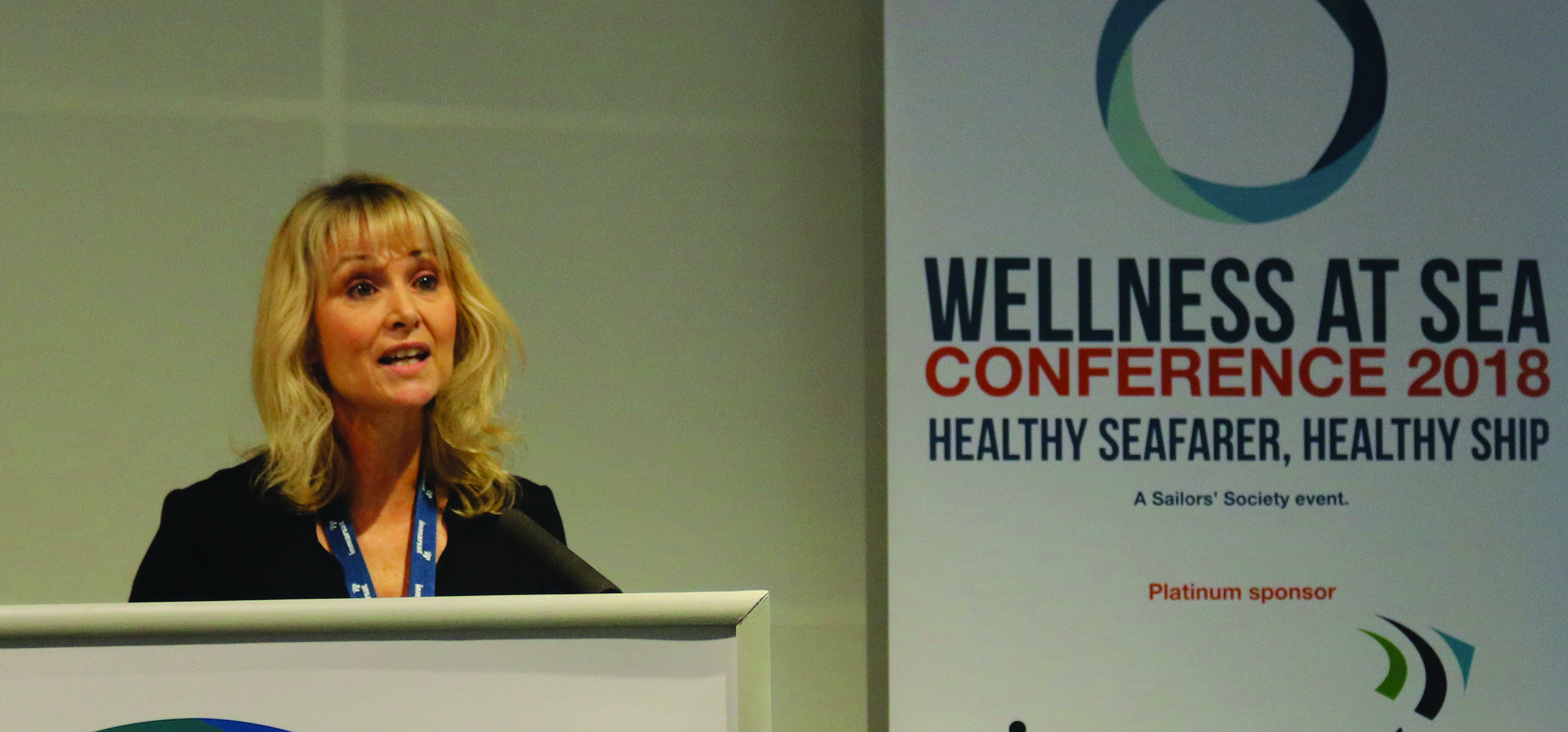 Sandra Welch, deputy CEO of the Sailors' Society, addresses the conference. Image:Sandra Welch, deputy CEO of the Sailors' Society, addresses the conference.