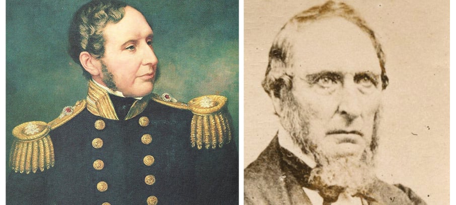 Left to right: HMS Beagle’s captain Robert Fitzroy was a tormented soul who ended up slitting his throat with a razor, and Owen Chase.
Image:Left to right: HMS Beagle’s captain Robert Fitzroy was a tormented soul who ended up slitting his throat with a razor, and Owen Chase.