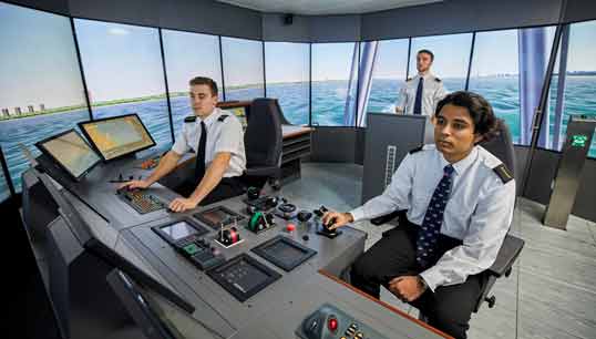 Officer cadets in a 360 degree simulator. Image:Officer cadets in a 360 degree simulator.