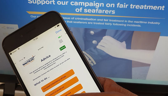 The Nautilus Fair Treatment App helps members to record incidents at sea. Available via iTunes or Playstore. Image:The Nautilus Fair Treatment App helps members to record incidents at sea. Available via iTunes or Playstore.