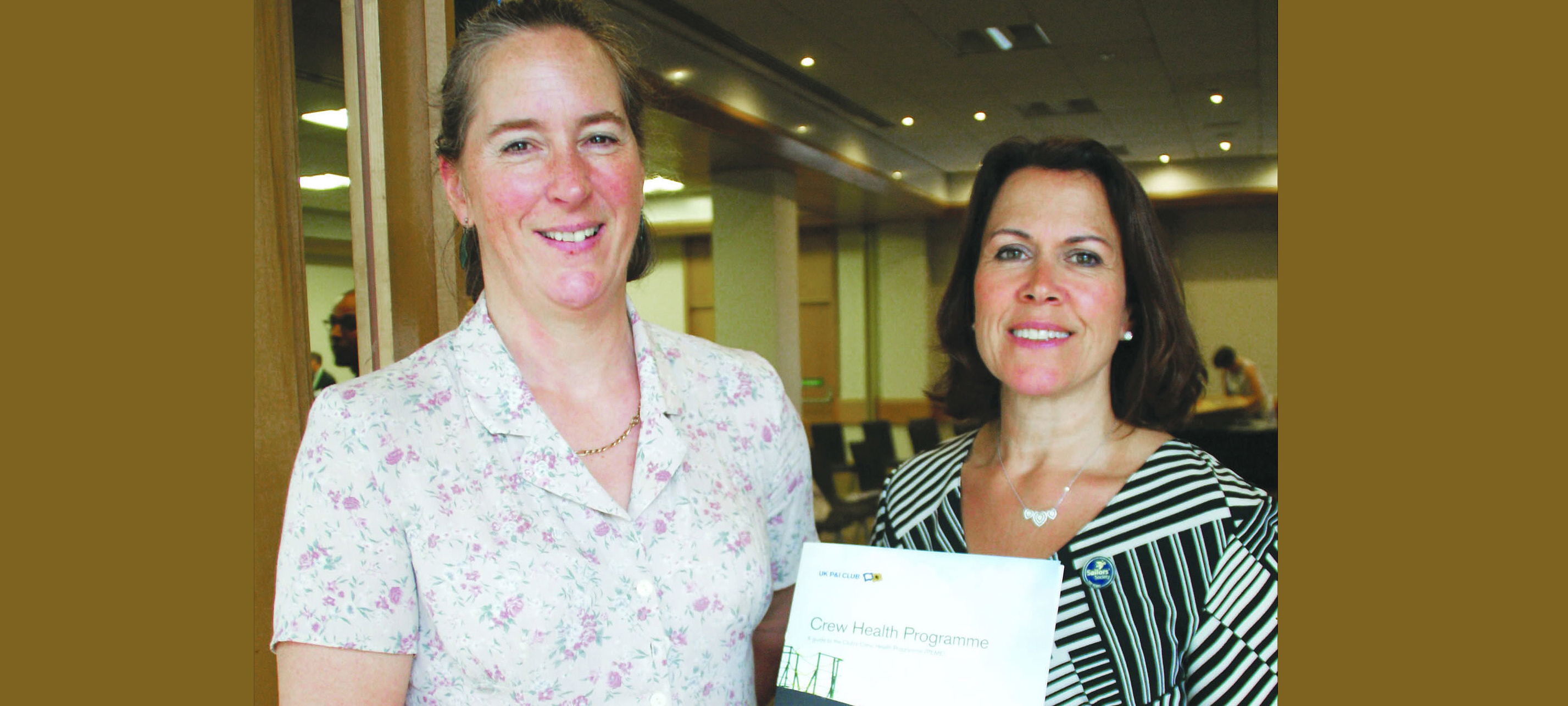 Nautilus Council member Captain Jessica Tyson (left) with Sophia Bullard of the UK P&I Club. Ms Bullard advocates shipping companies develop fleet-wide crew wellbeing policies and programmes. Image:Nautilus Council member Captain Jessica Tyson (left) with Sophia Bullard of the UK P&I Club. Ms Bullard advocates shipping companies develop fleet-wide crew wellbeing policies and programmes.