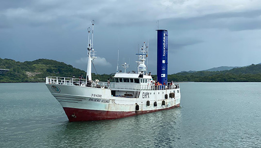 The bound4blue eSail in operation on the fishing vessel Balueiro Segundo in June 2021. Image: bound4blue Image:The bound4blue eSail in operation on the fishing vessel Balueiro Segundo in June 2021. Image: bound4blue