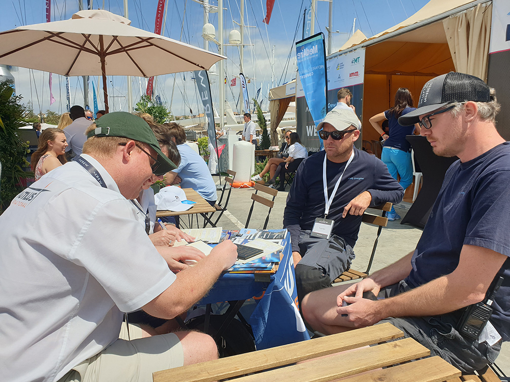 Image: Palma Yacht Show 2018 - Nautilus international organiser Danny Mcgowan talks to crew about SRBs. Image: Palma Yacht Show 2018 - Nautilus international organiser Danny Mcgowan talks to crew about SRBs.