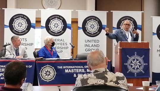 Captain Francisco Montes, Orden Marítima, addressing the 89th convention of the International Organization of Masters, Mates & Pilots. Image: MM&P Image:Captain Francisco Montes, Orden Marítima, addressing the 89th convention of the International Organization of Masters, Mates & Pilots. Image: MM&P