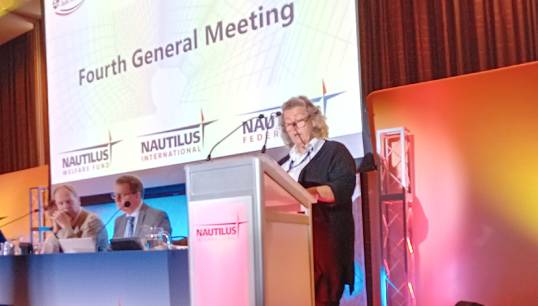 Nautilus Council member Dawn Franklyn proposing the motion Future-proofing skills and training to the 2023 Nautilus International General Meeting. Image: Nautilus International
Image:Nautilus Council member Dawn Franklyn proposing the motion Future-proofing skills and training to the 2023 Nautilus International General Meeting. Image: Nautilus International