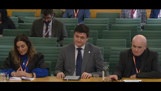 Nautilus director of organising Martyn Gray giving evidence to MPs alongside Gemma Griffin, vice-president of global crewing for DFDS, and Mick Lynch, general secretary of the RMT union. Image: Parliament TV Image:Nautilus director of organising Martyn Gray giving evidence to MPs alongside Gemma Griffin, vice-president of global crewing for DFDS, and Mick Lynch, general secretary of the RMT union. Image: Parliament TV