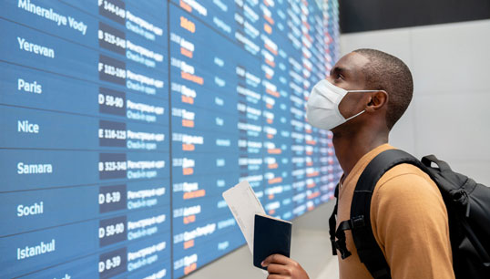 Passengers should wear face masks while in airport terminals and during flights, and are also advised to have enough masks to last for the duration of their journey, since most masks will only give protection for four hours. Image Getty Images Image:Passengers should wear face masks while in airport terminals and during flights, and are also advised to have enough masks to last for the duration of their journey, since most masks will only give protection for four hours. Image Getty Images